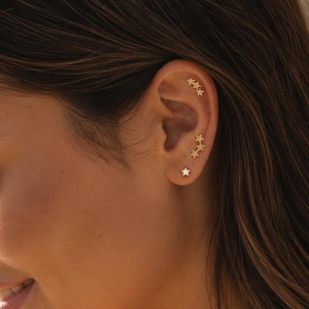 gold celestial star stud earrings D223